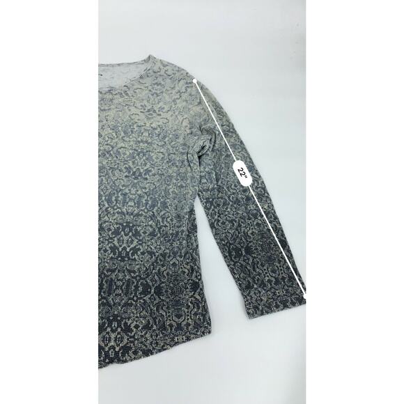 Liz Claiborne Gray Ombre Printed Long Sleeve Blouse Women's - Picture 4 of 4
